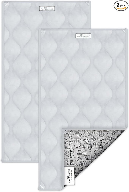 Paw Inspired Guinea Pig Cage Liners |Washable Fleece Bedding w/Waterproof Bottom |Super Absorbent Pee Pad or Pet Bed Mat for Guinea Pigs, Ferrets, Rabbits, Hamsters, Small Animals(C&C 2x1,Light Gray)