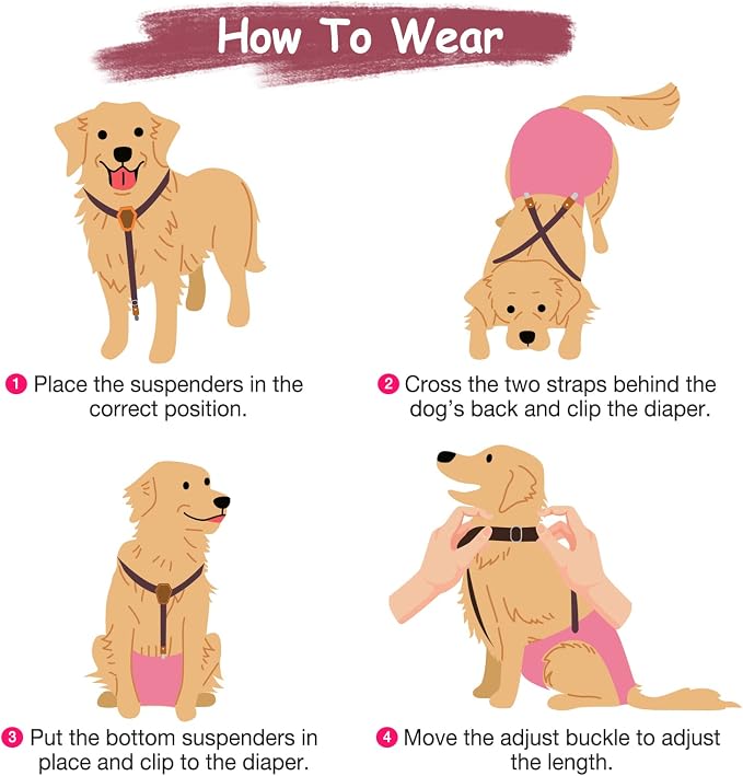 Pet Soft Dog Belly Bands Spaxce XS + Dog Suspenders 2 Pieces XS
