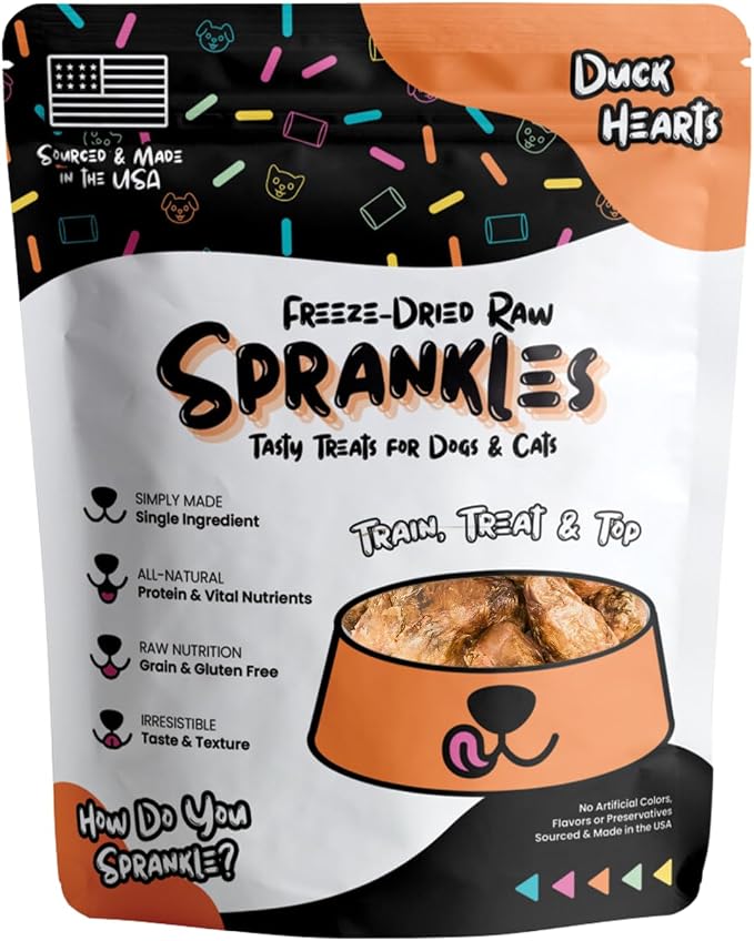 Freeze Dried Duck Treats for Cats & Dogs (6 Oz) - Single Ingredient All Natural Grain-Free, High Protein, Made in USA - Perfect for Training, Topper or Snack