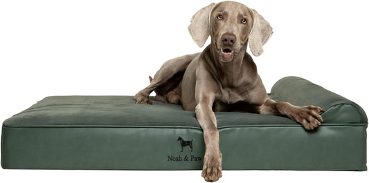 NOAH & PAW XL Dog Bed, 45x35x9.1 Inch, Orthopedic Large Dog Beds, Eggshell Memory Foam Infused with Cooling Gel, Water Resistant, Machine Washable, Includes Inner Cover (Faux Leather)