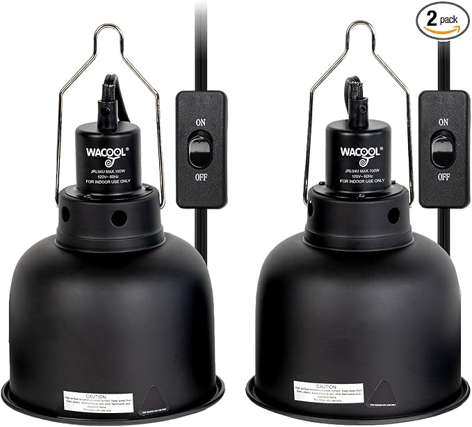 WACOOL TERRA Reptile Light Fixture 2 Pack, 5.5 in Deep Dome Reptile Heat Lamp Fixture, Optical Reflection Terrarium Light Fixture for Reptile UVB UVA Heat Basking Bulbs
