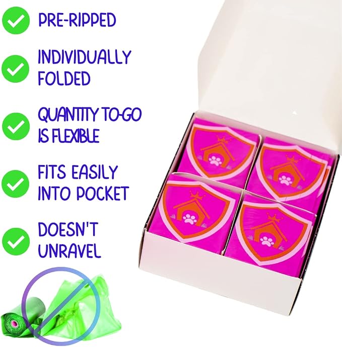 Noble Pets Dog Gloves - 8+ Ways to Use Them| Leak Proof | Extra Long Tie Handles | Eco-Friendly (Pink, 160 gloves)
