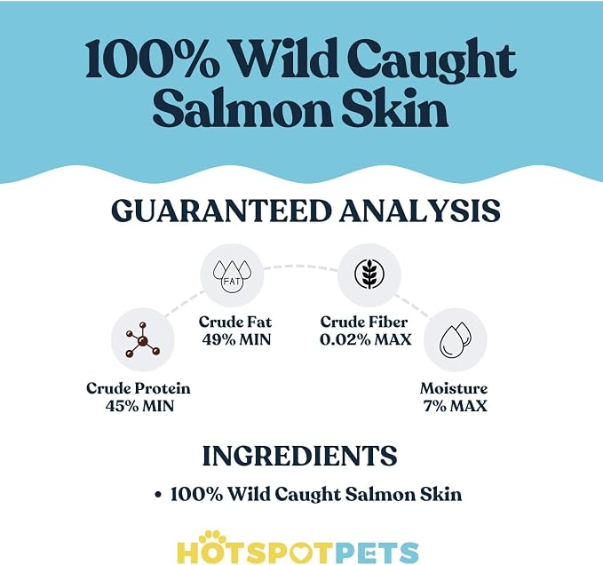 hotspot pets Freeze Dried Salmon Skin Chips for Cats & Dogs - Reasealable 1lb Big Bag Single Ingredient All Natural Omega 3 Benefits, Salmon Chips - Perfect for Training, Topper or Snack