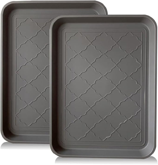 PetLike Boot Tray for Entryway Indoor, Pet Food Mat, 16.7 x 12.8 inch 2 Packs, Waterproof Shoe Tray for Indoor and Outdoor, Multi-Purpose Traysfor Boots, Shoes, Pets, Garden