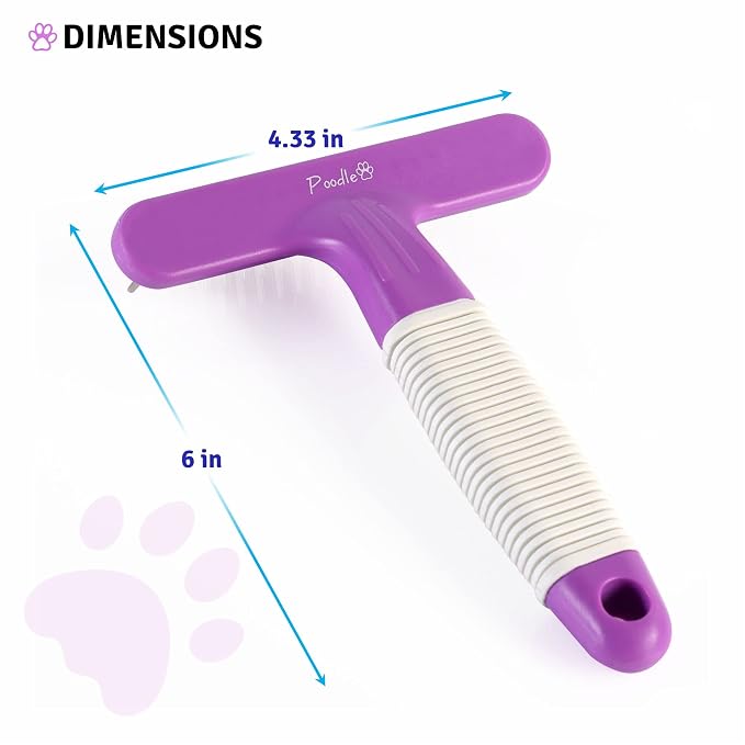 Poodle Pet Dog Grooming Rake + Dematting Comb Black Bundle