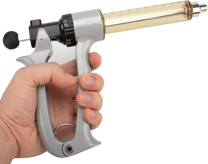25ML Semi-Automatic Adjustable Injector Syringe, Precision Syringe Pump - Adjustable 0.5ml to 2.5ml Range for Fast Continuous Injection in Pigs, Cattle, Chicken, Goat, and Other Livestock