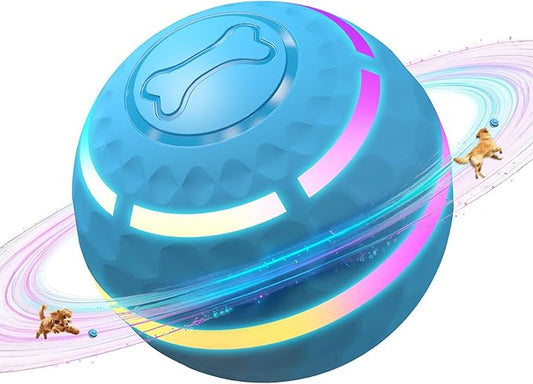 Interactive Dog Toys: Automatic Moving Dog Balls with LED Lights, Puppy Toy to Keep Them Busy, Shaky Dog Ball for Small,Medium,Large Dogs, Dog Toys for Aggressive Chewers,Rechargeable - (Blue)