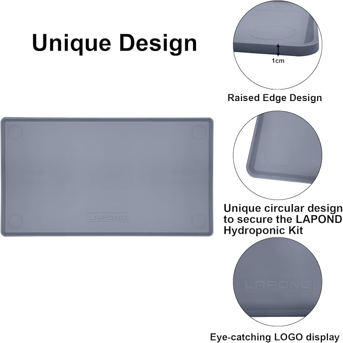 Silicone Waterproof Mat for Hydroponics Growing System Indoor,Water Bucket Mat,Easy to Clean and Non-Slip,43.3 x 23.6 Inches,Gray