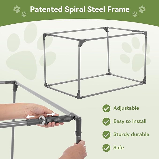 PETSFIT 30" Soft Portable Dog Crate – Patented Spiral Sturdy Frame, Collapsible Travel Kennel for Medium Dogs, 3 Mesh Door, Lockable Zippers, Indoor & Car Use Green