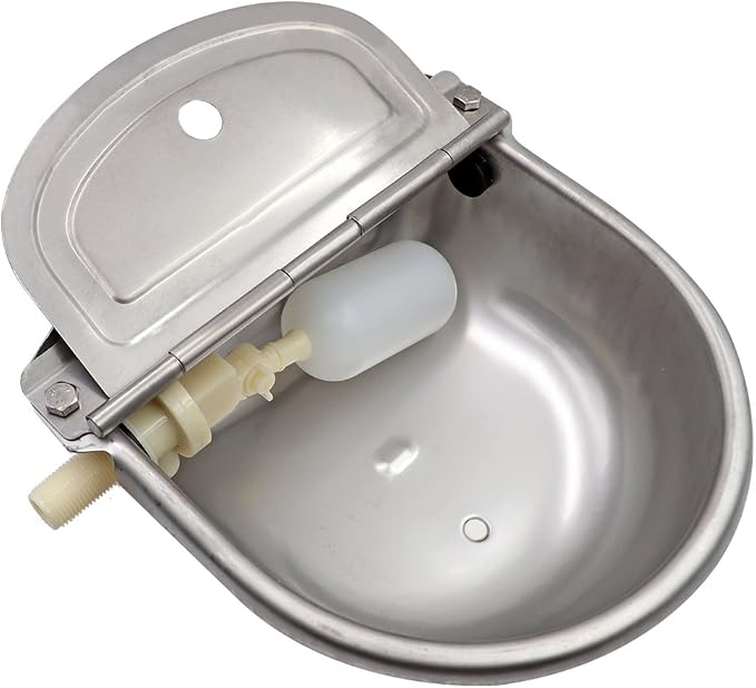 Livestock Water Trough Stainless Steel Automatic Waterer Bowl | Wall Mounted, with Float Valve and Drain Plug, Automatic Dog Water Bowl Outdoor, Suitable for Dogs Chickens Goat Pig Horse