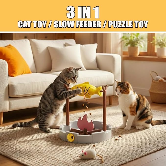 PetPals Cat Slow Feeder, Treat Dispenser - Interactive Cat Puzzle Toy for Small Pets & Kittens, Mental Stimulation Pet Food Feeding Toy, Dry Food Dispensing Cat Toy