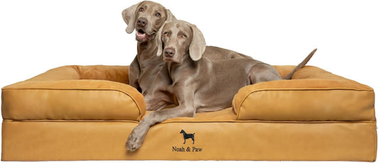 NOAH & PAW Giant Dog Bed XXL, 55x45x11 Inch, Orthopedic Dog Beds, Eggshell Memory Foam Infused with Cooling Gel, Inner Cover, Water Resistant, Machine Washable (Faux Leather)