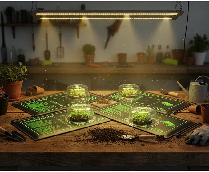 4 Pack Seedling Heat Mat for Plants Seed Starting, Waterproof 10"x 20" Warming Mat Plant Heating Pad for Seed Germination, Indoor Growing, Hydroponic, Greenhouse
