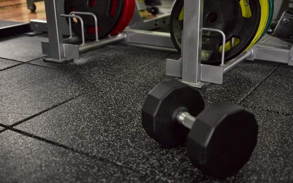 American Floor Mats - Extreme Rubber Gym Tiles - 1 Inch Thick Colorful Rubber Gym Tiles - Superior Shock and Sound Absorbing Tiles - Solid Black 50 Tile Pack (Covers 200 Sq Ft)