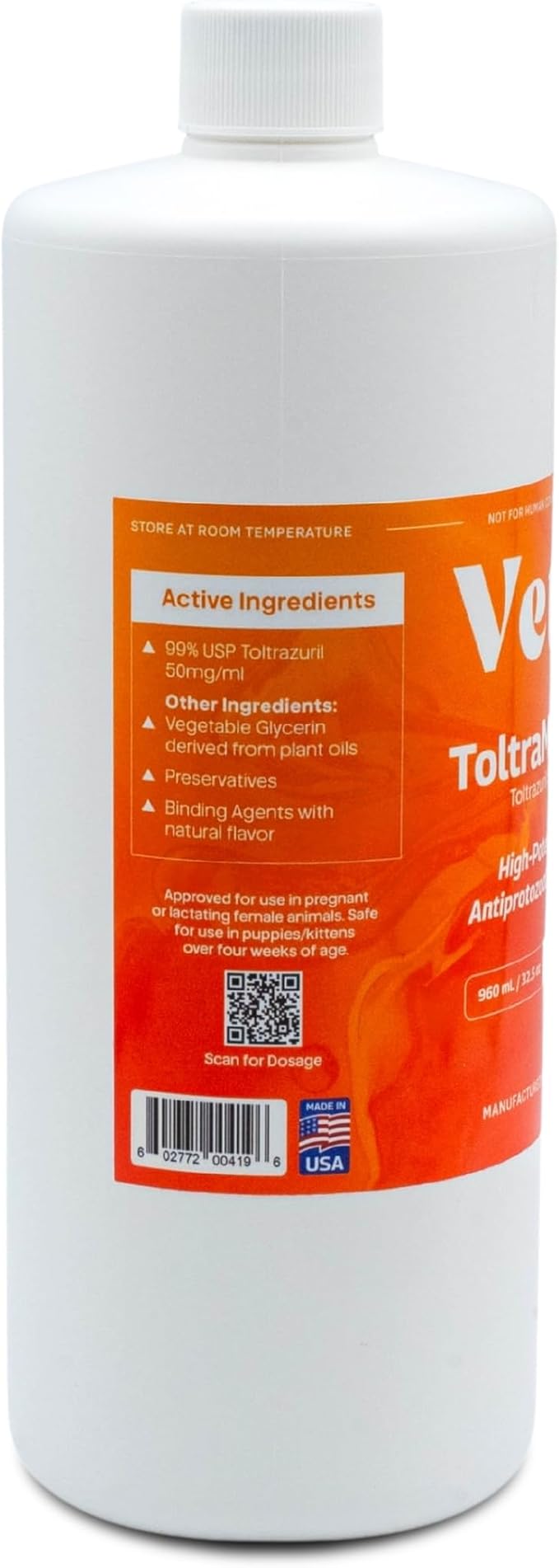 Toltrazuril 5.0% for Horses, Dogs, Cats, 960mL/32.4Ounce, for Non-Food Chain Animals, Alfalfa
