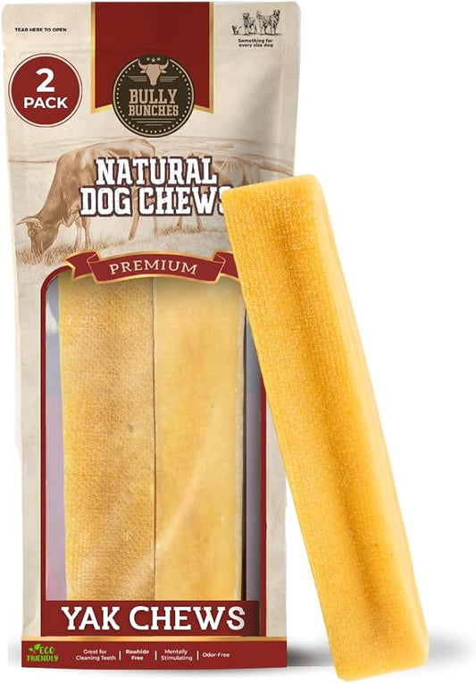 Bully Bunches Medium Authentic Yak Cheese Himalayan Chews for Medium & Small Dogs - All Natural Dog Treat Dental Chews, Made with Real Yak Milk - Lactose & Rawhide Free (2 Pk)