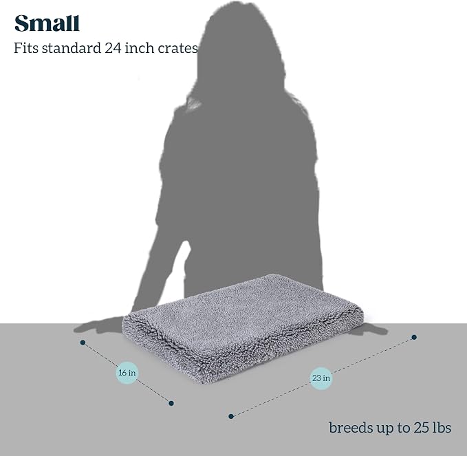 PELZIN Stoutwool 4" Indestructible Dog Bed - Orthopedic Chew Proof Dog Crate Pad - Fluffy Kennel Mat for Aggressive Chewers - Ideal for Small Breeds & Fits 24-Inch Crate - 23"x16", Charcoal