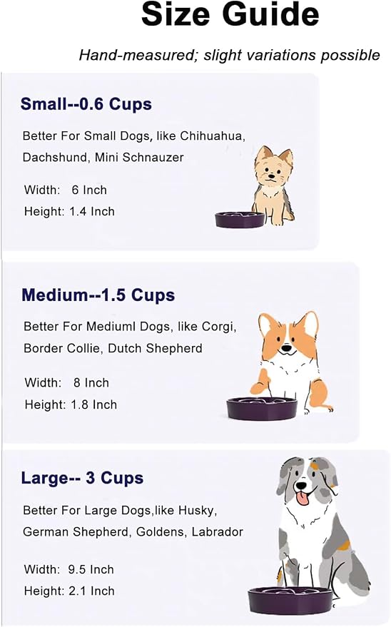 LE TAUCI Ceramic Slow Feeder Dog Bowls Small Breed, 0.6 Cups Dog Food Dish for Fast Eaters, Puzzle Bowl for Small Dogs and Cats,Purple
