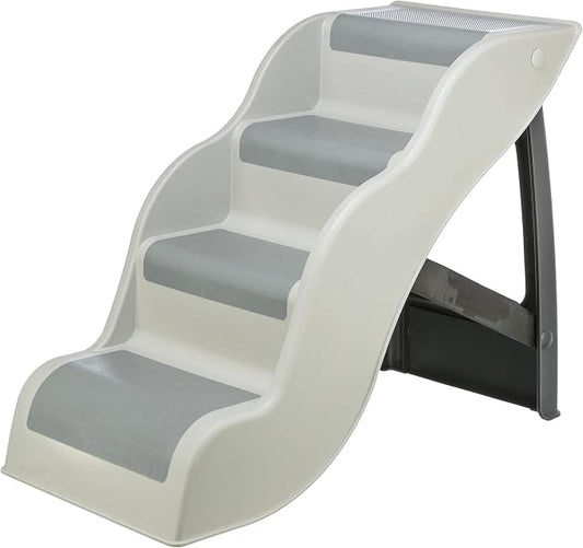 Trixie Lightweight 4-Step Pet Stairs, Gray | Non-Slip Rubber Treads, For Beds and Couches, Foldable, Easy to Store