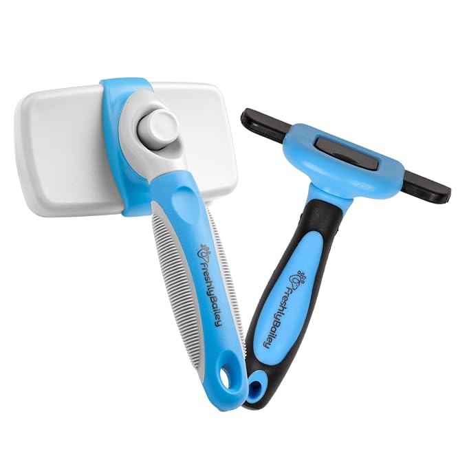 Self Cleaning Slicker Brush and Deshedding Tool For Short Haired Cats and Dogs