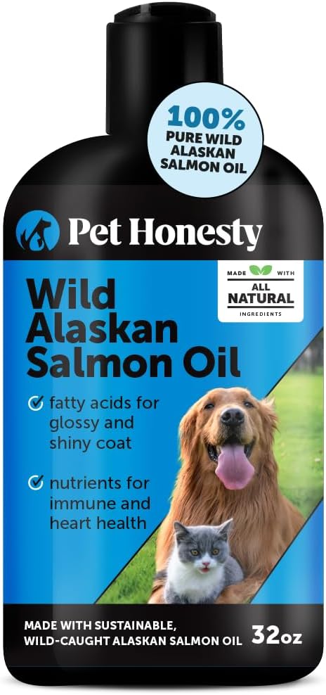 Wild Alaskan Salmon Oil for Dogs & Cats - Omega-3 Fish Oil with EPA + DHA Omega Fatty Acids, Sockeye Salmon, Skin & Coat Support, Pure Food Topper, Supports Joints, Brain & Heart Health - 32 oz