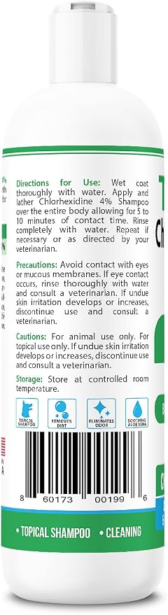 Truseb Topical Chlorhexidine 4% Shampoo for Dogs, Cats, and Horses with Plum/Blueberry Scent - 12 oz - Made in U.S.A (Chlorhexidine 4% Shampoo, 12 oz)