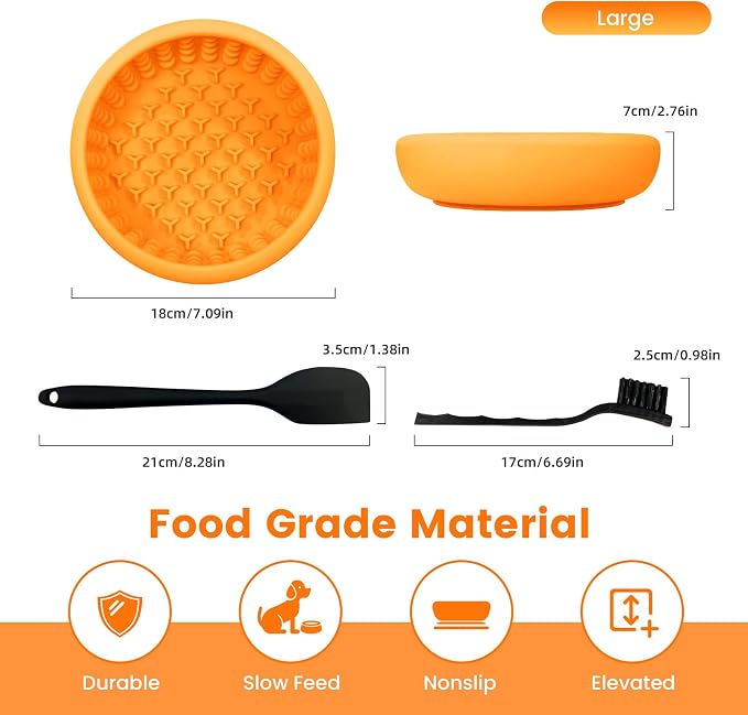 Dog Slow Feeder Licking Bowl,Freezeable Anxiety Relief Treat Dispenser, Non-Slip Anti-chocking Pet Dish,Entertainment Interactive Puzzle Toy for Mediuml Large Breed, BPA Free Silicone Dishwasher Safe