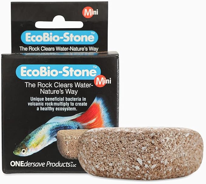 EcoBio-Block Natural Volcanic Rock for Aquarium Water Clarity & Balance — Low-Maintenance Alternative to Weekly Additives — for Freshwater Fish, Turtles, Shrimp & Frogs (Mini, 3-8 gal)