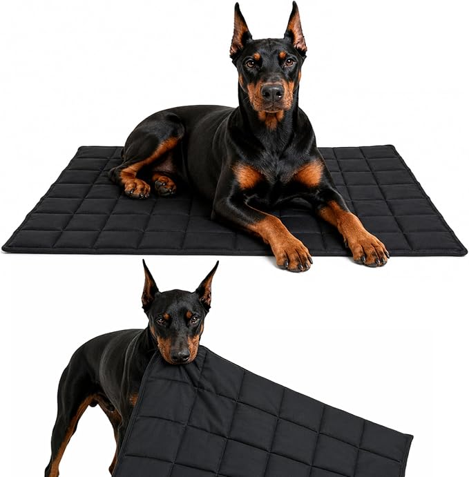 Chew Proof Dog Crate Pad – Indestructible Durable Crate Pad for Aggressive Chewers, Quilted Washable Waterproof Tough Kennel Mat, Replacement for Cage Tray, Indoor & Outdoor, 22″×16″, Black
