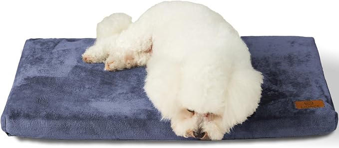 LIORCE Dog Bed for Small Dogs - Puppy Dog Crate Pad with Removable Washable Cover and Waterproof Lining - Memory Foam Dogs Kennel Mat - Reversible Pet Bed (Cool & Warm), 24 x 18, Dark Grey