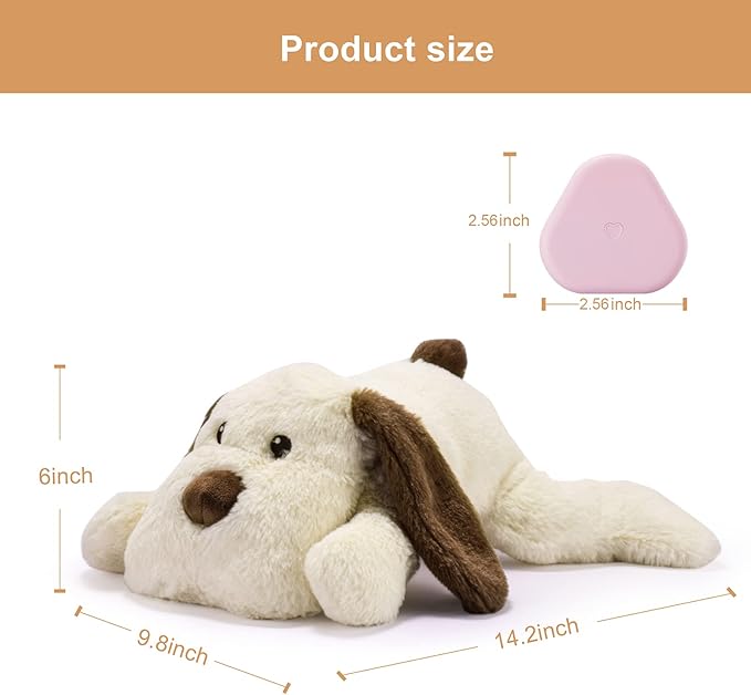 Moropaky Puppy Heartbeat Toy for Anxiety Relief Dog Behavioral aid Toy for Puppies Sleep Aid Separation Anxiety Soother Cuddle, White
