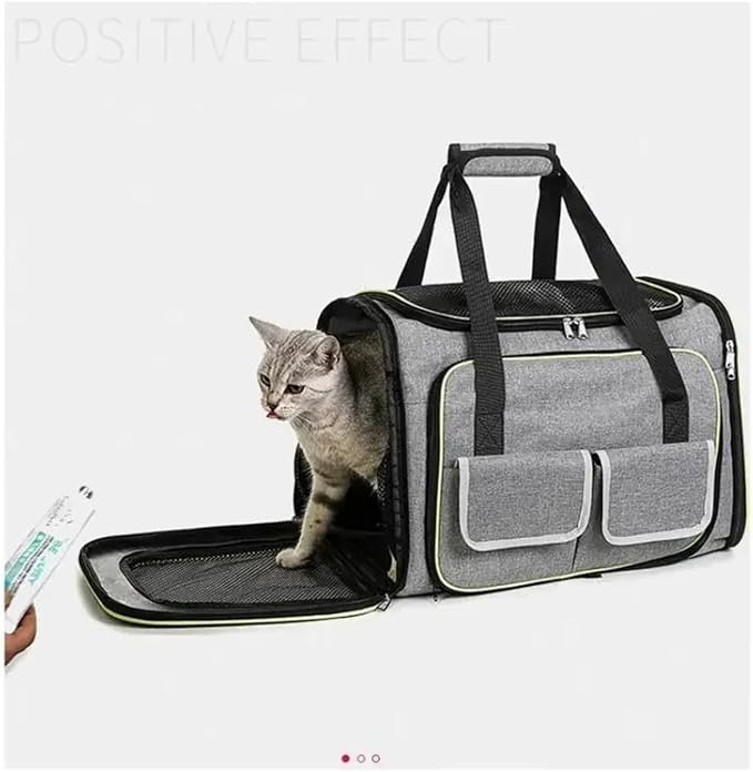 Portable Cat Backpack Carrier Foldable Expandable Pet Travel Bag Airline Approved Breathable Pet Carrier for Dog Pet Accessories(Green 4 Sides)