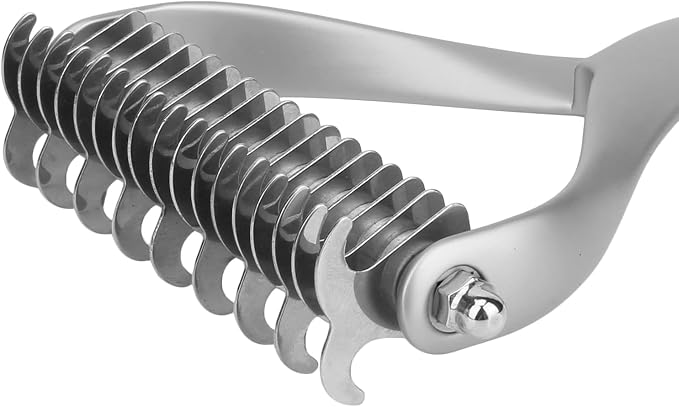 2 - Sided Pet Grooming Tool, Undercoat Rake for Dogs and Cats, Double - Headed Brush with Thinning and Dense Blades to Remove Loose Hair and Knots, Zinc Alloy Comb for Pup (Large 24 Inch)