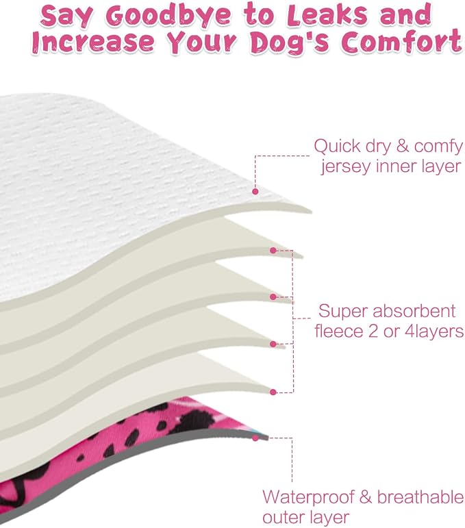 CuteBone Washable Female Dog Diapers 4 Pack Reusable Doggie Heat Diapers for Period FMG12XL