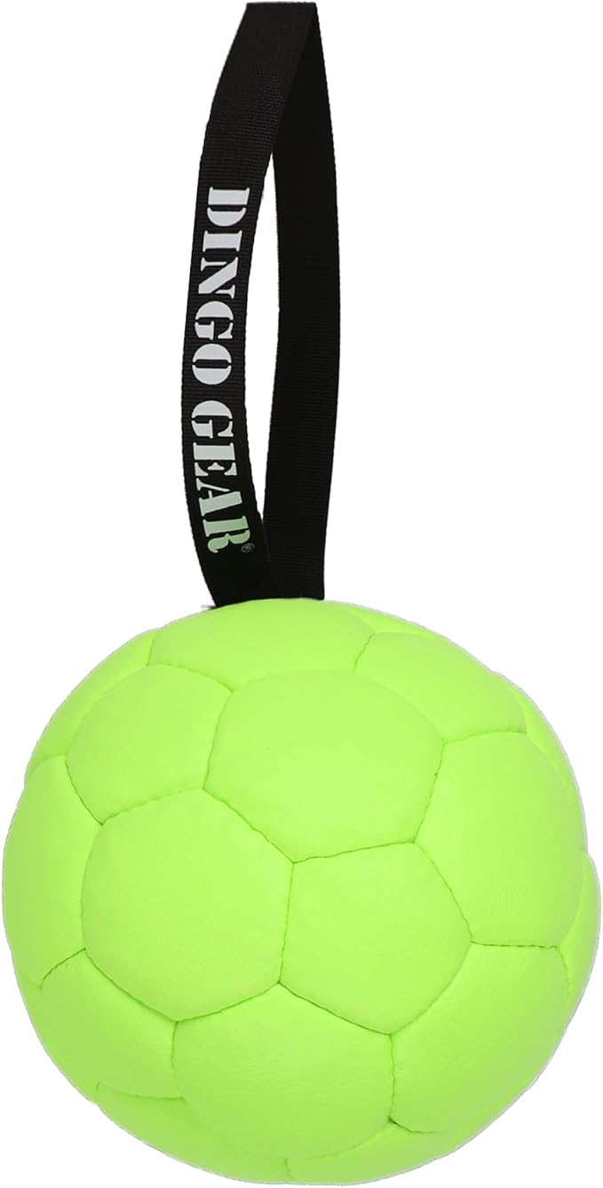 DINGO GEAR WWW.DINGOGEAR.COM 1977 Faux Leather Ball for Dog Training, as Reward for Fetch tug of war, for Strong Dog, Handmade, 7in Green S02699