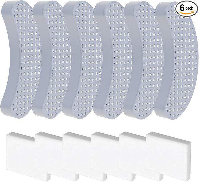 Cat Water Fountain Filter Replacement, 6 Pcs Pet Fountain Filter with 6 Pcs Sponges Foam for 108oz/3.2L Stainless Steel Automatic Cat Water Dispenser
