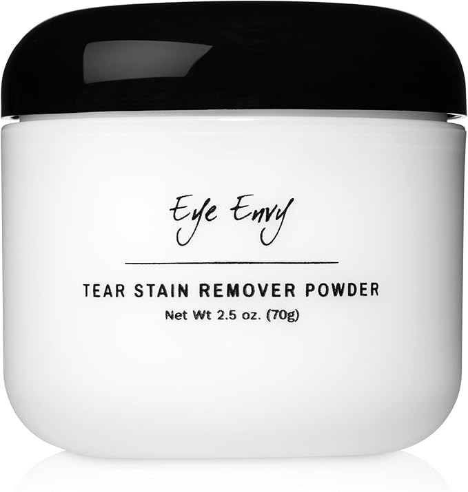 Eye Envy Tear Stain Remover Powder for Dogs and Cats. Natural, Safe Formula. Apply Around Eyes. Absorbs and Cleans Tears and Staining. Keeps Area Dry. Made in The USA. (2.5 oz)