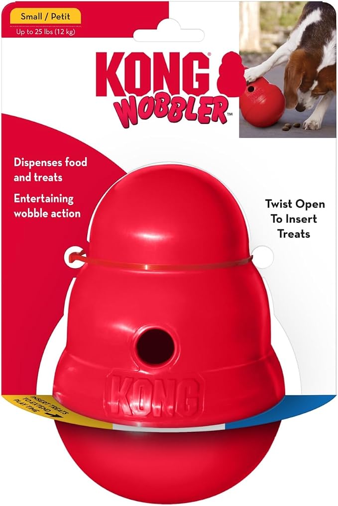 KONG Wobbler - Interactive Dog Toy for Treat Dispensing - Dog Slow Feeder for Healthy Eating - for Medium/Small Dogs