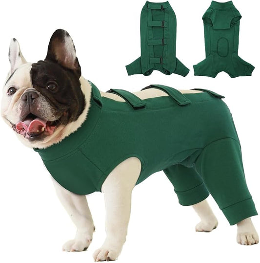 IECOii Dog Surgery Recovery Suit for Female Or Male Dogs,Post Surgery Dog Onesies for Spay Neuter,Small Dog Surgical Suit for Abdominal Wound and Rear Leg,Dogs E-Collar & Cone Alternative,S-Green