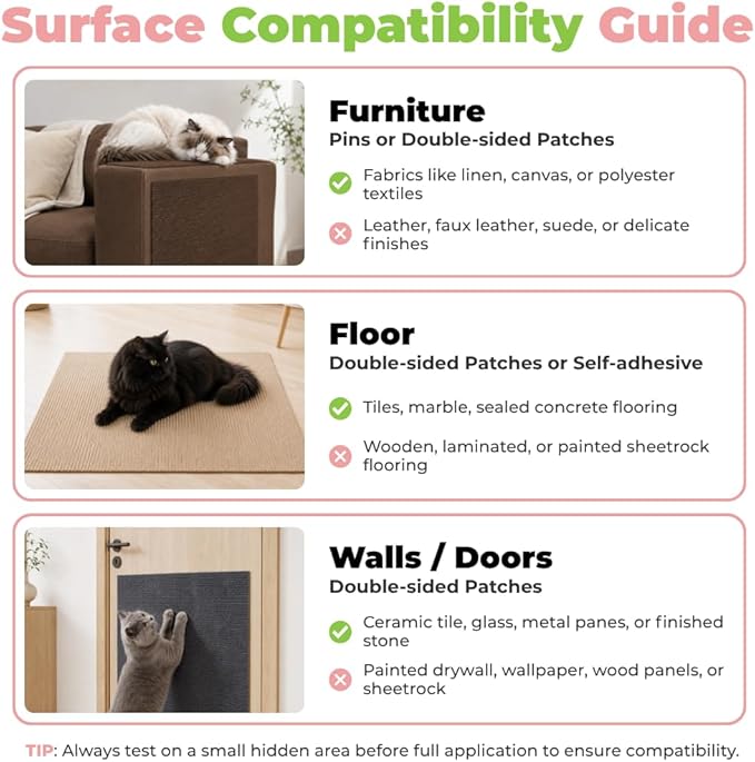 Best Pet Supplies Catify Cat Scratcher, Fun Interactive Scratchers, Posts, Poles, Claw Safe, Furniture Saver Indoor Play Support Natural Cat Behaviors Heavy Duty - Beige Mat - L: 78"