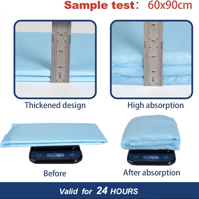 Dog Pee Pads , Ultra Absorbent 6-Layer Puppy Training Pads, Bed Pads, Changing Pads M-L– XL Leak-Proof, Quick Dry, Odor Control, Disposable, Incontinence Pads (M, 50, Count)