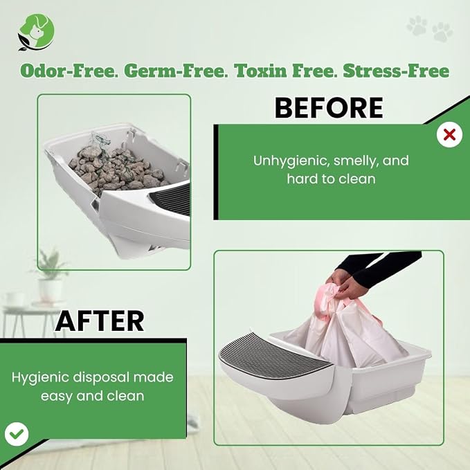 Tailhead Robot Liners – 100% Compostable - Compatible With Litter Robot 3/4 – 25" x 16" – Drawstring Close – Scent & Toxins Free – 40 Micron - Rip & Tear Resistant – 20 Count