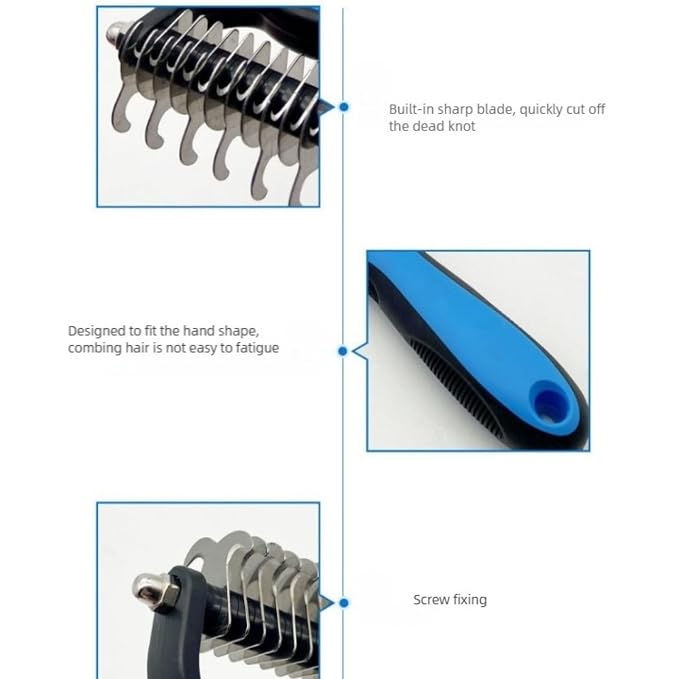 acssart Pet Grooming Brush Original - Pet Pro Grooming Tool, Deshedding for Cats & Dogs (Black)