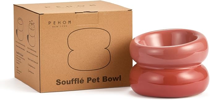 Elevated Cat Water Bowls Raised Small Ceramic Dog Bowl,Non-Slip Tilted Cat Food Bowl Whisker Friendly-Pink
