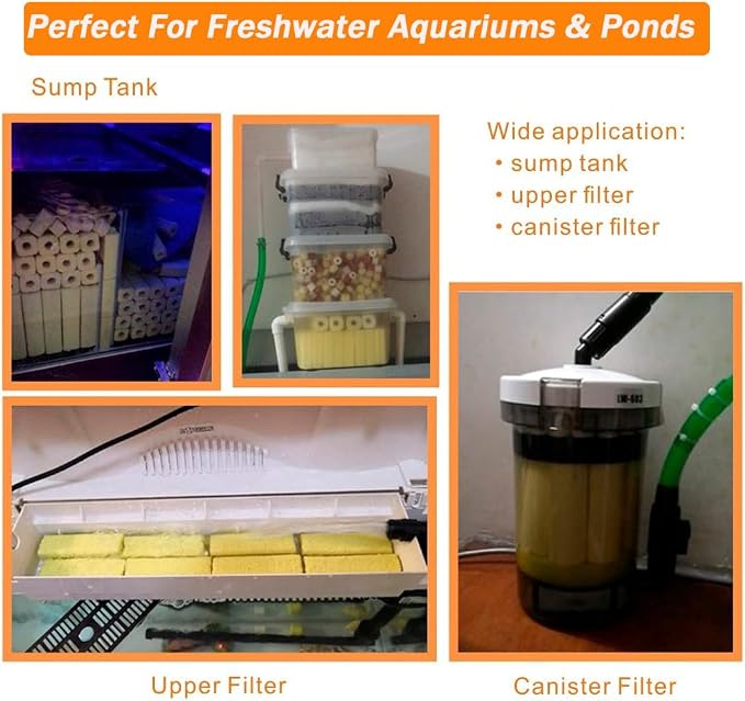 hygger 6.2-Inch Long Aquarium Bio Media Ceramic Filter Media Blocks for Sump Tank Pond Freshwater Fish Tank Filter Media (7.9 lbs,40-Pack)