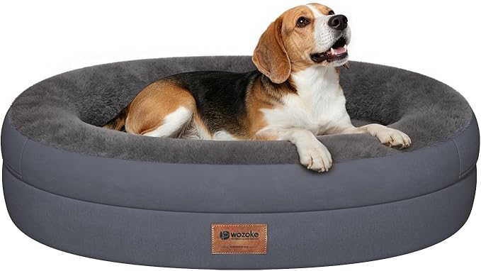Orthopedic Dog Bed for Medium Dogs, Waterproof Dog Bed with Removable Bolsters, Egg Crate Foam Pet Couch for Medium Size Dog with Machine Washable Cover & Non-Slip Bottom, Dark Grey