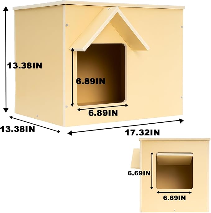Outdoor Cat Houses Feral Cat Shelter Wooden Stray Cat Condo Outside Sturdy Waterproof and Insulated with Escape Door (one cat)
