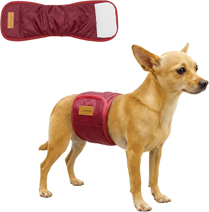 Washable Reusable Dog Diaper, Belly Bands for Male Dogs, Quilted Ultra-Absorbent Leak-Proof Wraps for Training & Incontinence(Red-XL)