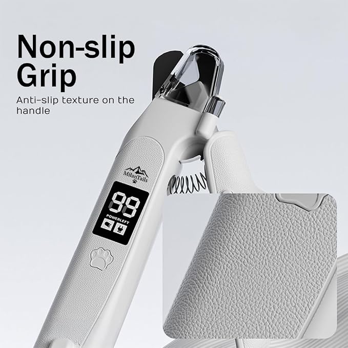 2-in-1 Dog Nail Clipper and Grinder with LED Light, USB Rechargeable Quiet Electric Pet Nail Trimmer for Dogs and Cats with Safety Guard
