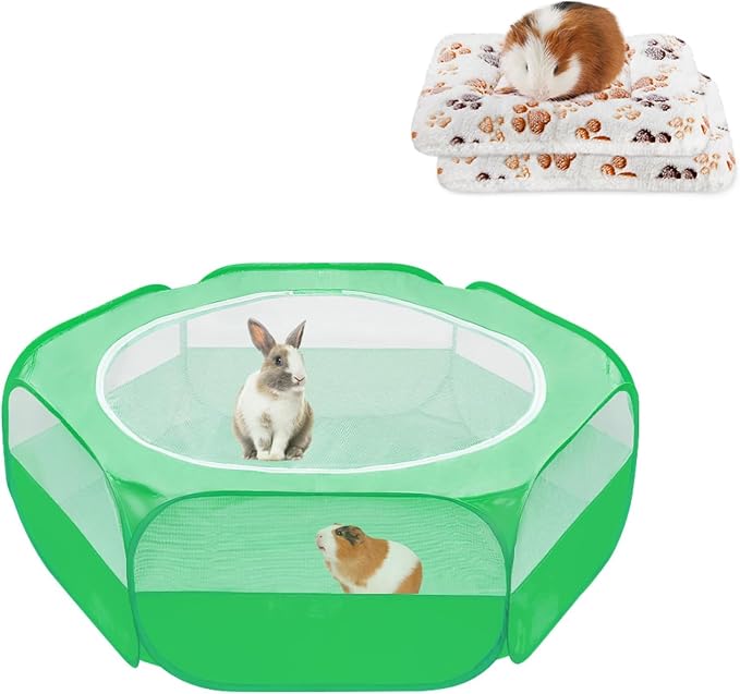 Amakunft 2 Pcs Guinea Pig Bed Mat Washable, Rabbit Winter Bed Pad for Indoor, Warm Small Animal Bed Mattres Guinea Pig Playpen with Cover, Hamster Playpen with Anti Escape Top